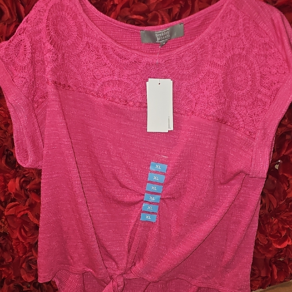 Vibrant Pink Lace Women's Blouse